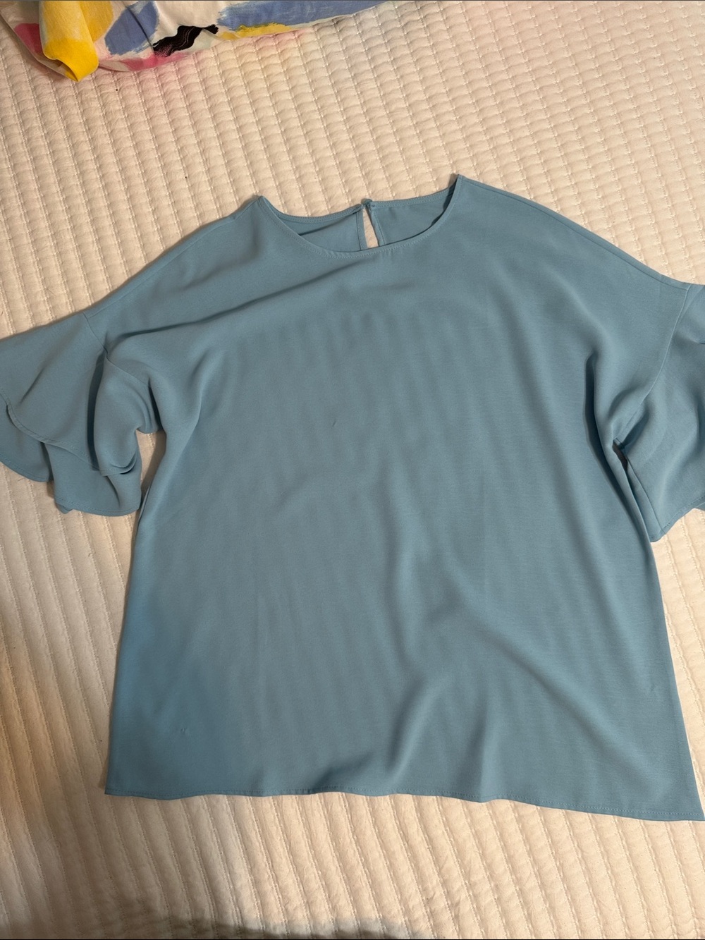 Amazon Light Blue Ruffle Sleeve Blouse